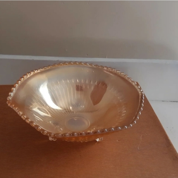 Vintage orange glass candy dish 3X6'' - Picture 2 of 4